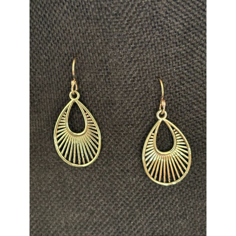 Golden Brass Earrings, NEW, Handmade in USA, 2-7/8” long